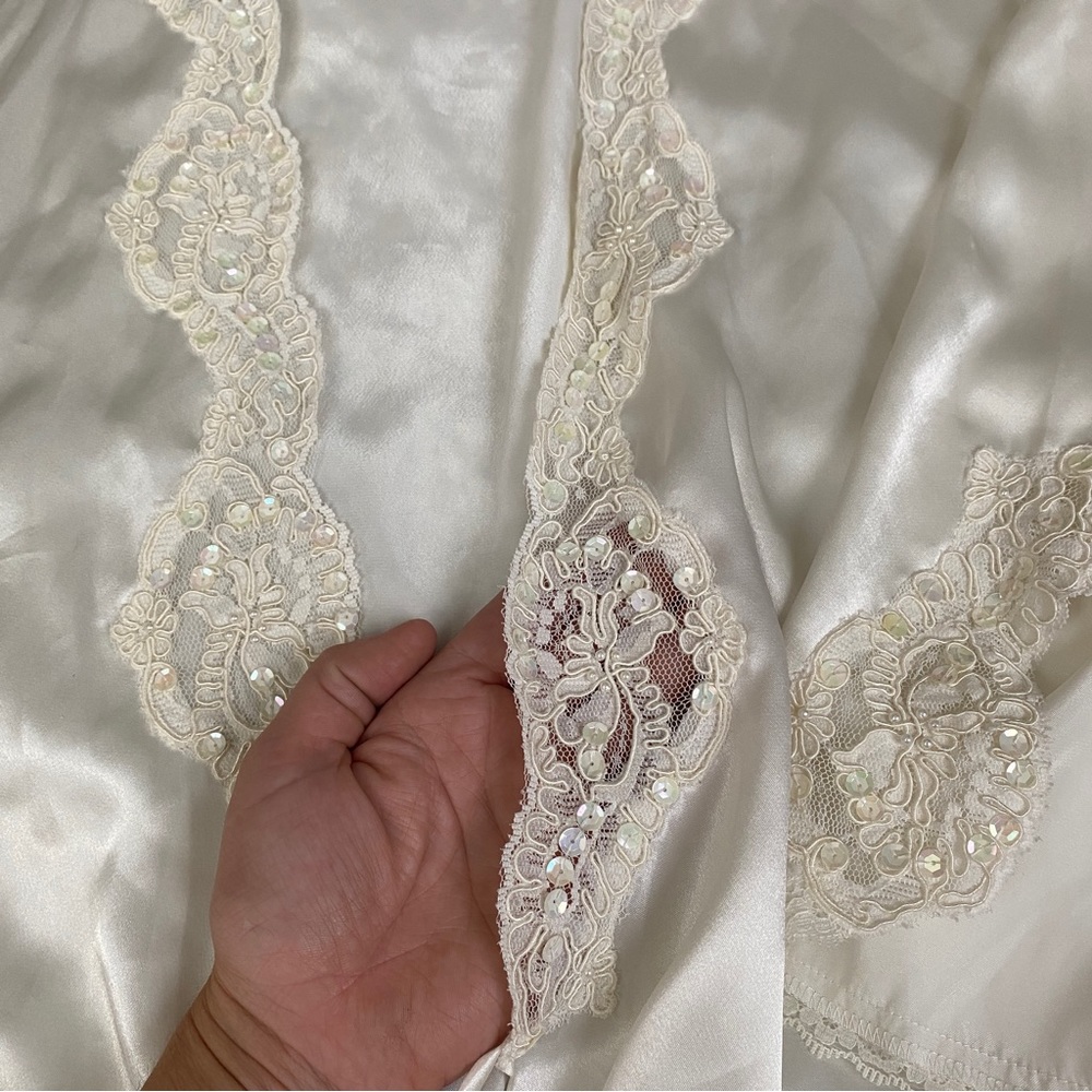Vintage VS Bridal Lace Ivory Lingerie Wedding Victorias Secret Slip Nightie Robe - Picture 11 of 13